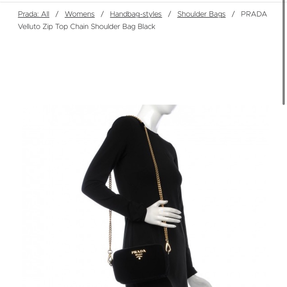AUTHENTIC Prada Velluto Velvet with Chain Handbag - Picture 10 of 10